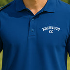 Bushwood CC Performance Polo worn on the golf course, Royal