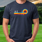 Eat Sleep Golf Retro Tee worn on the golf course, Navy