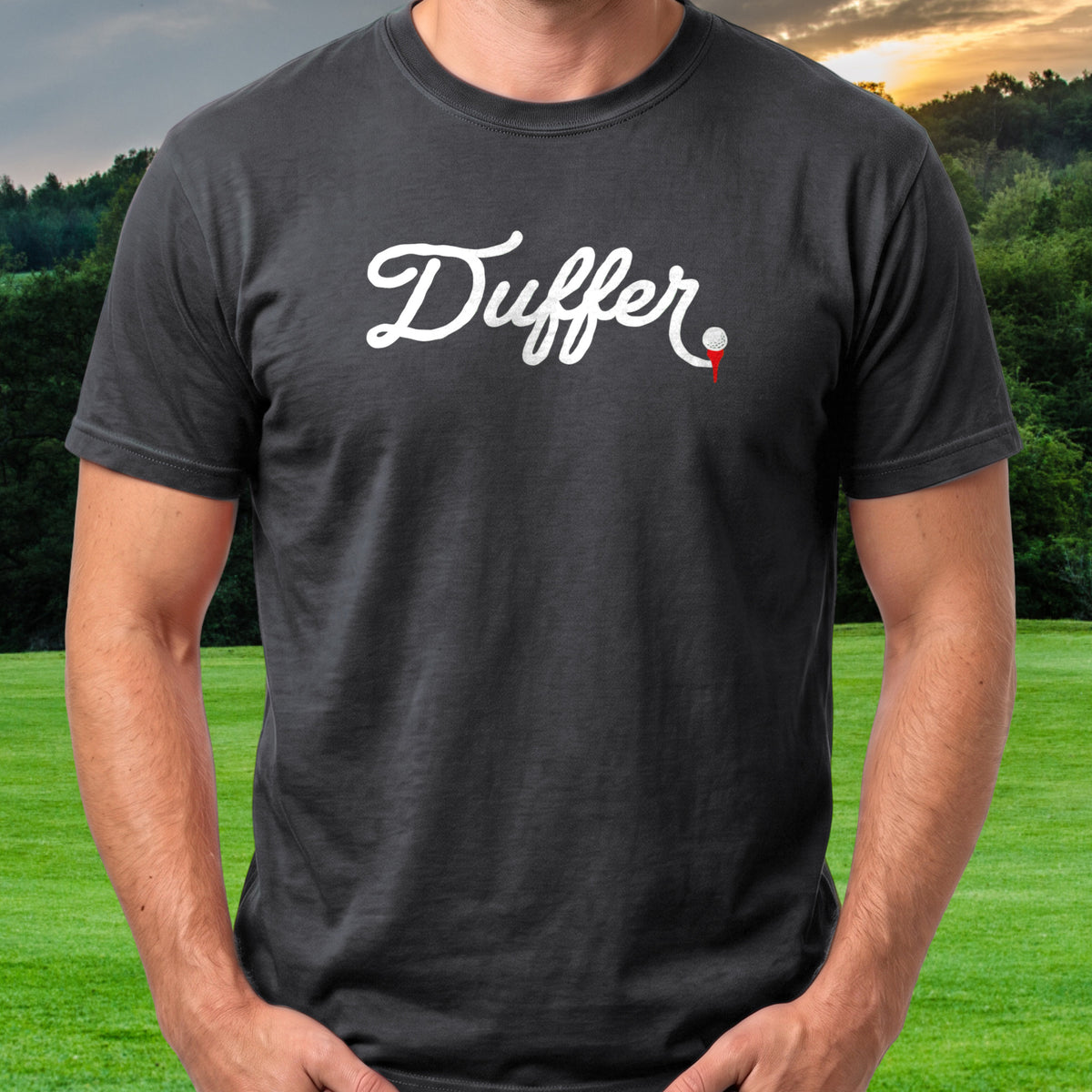 Duffer Tee worn on the golf course, Black