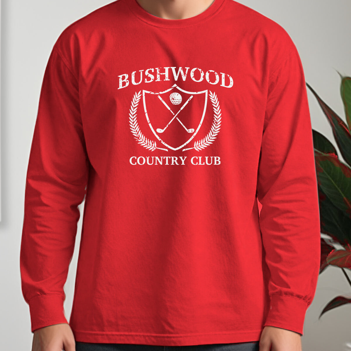 Bushwood Country Club Long Sleeve Tee worn, Red