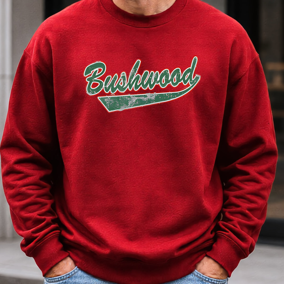 Bushwood Jersey Sweatshirt worn, Red