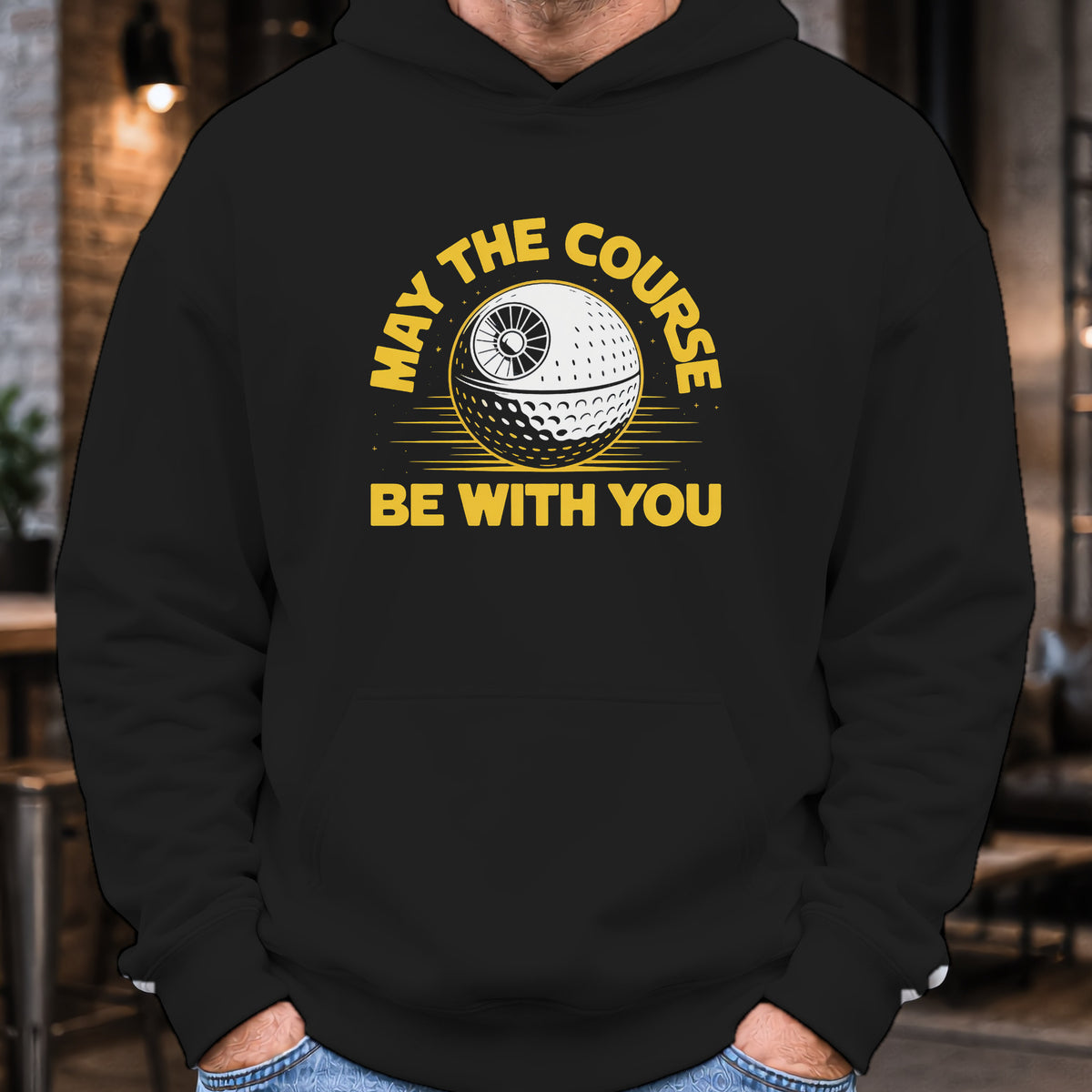May The Course Be With You Hoodie worn, Black