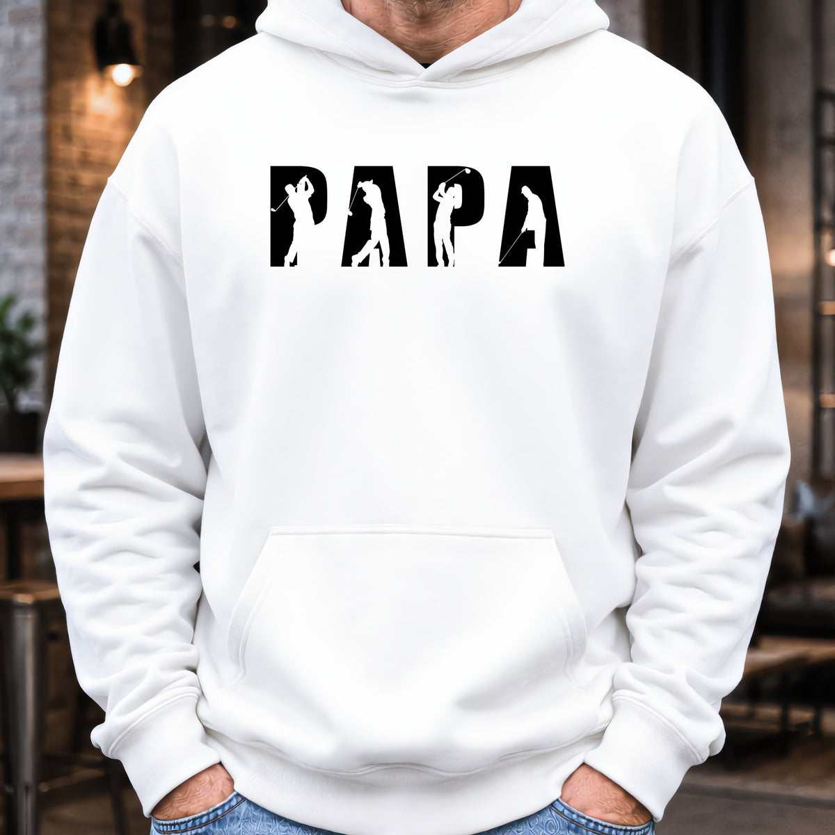 Papa Golfer Hoodie worn, White