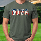 Papa Americana Tee worn on the golf course, Military Green