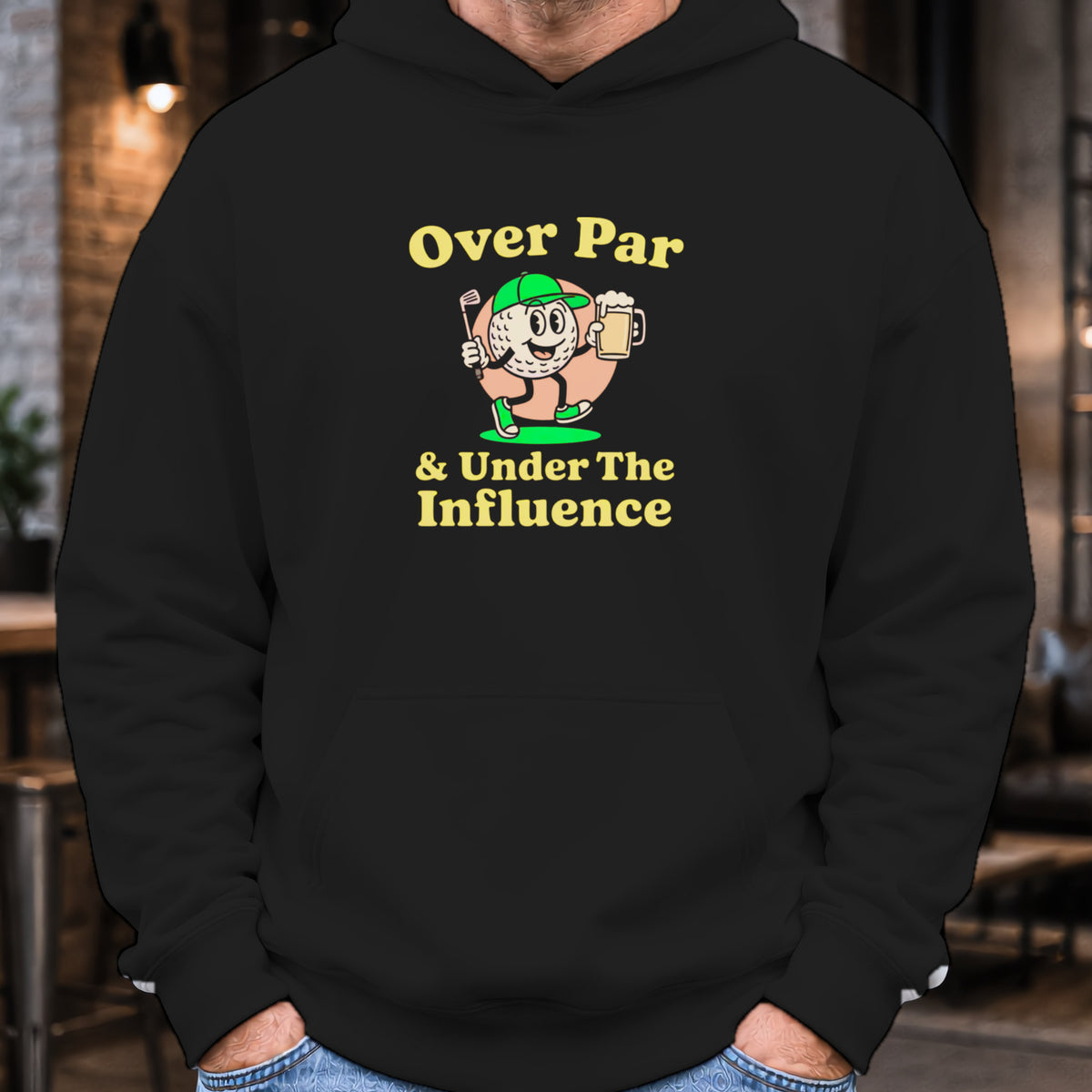 Over And Under It Hoodie worn, Black