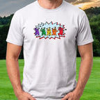 Golf Swing Bears Pop Art Tee worn on the golf course, White