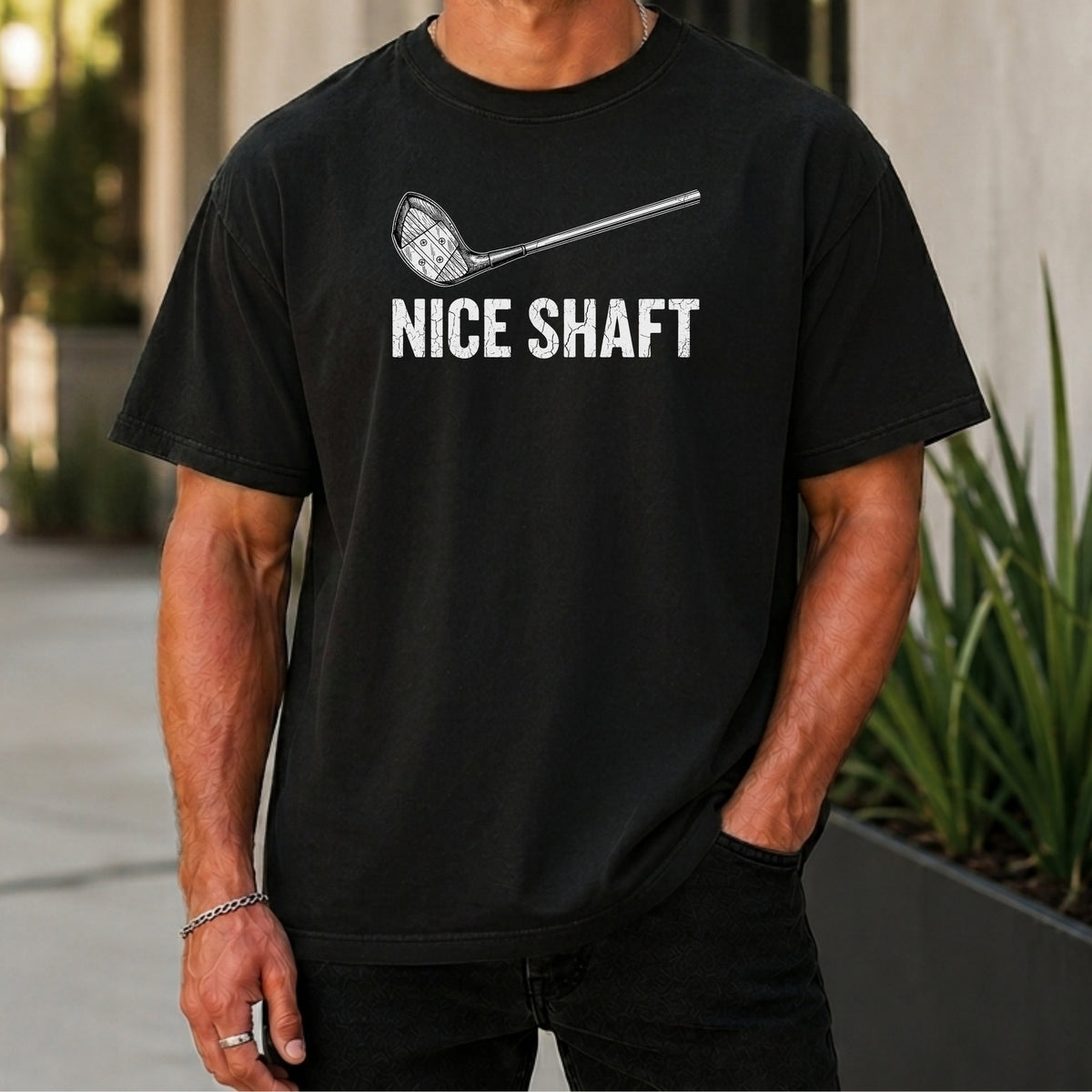 Nice Shaft Premium Tee worn, Black