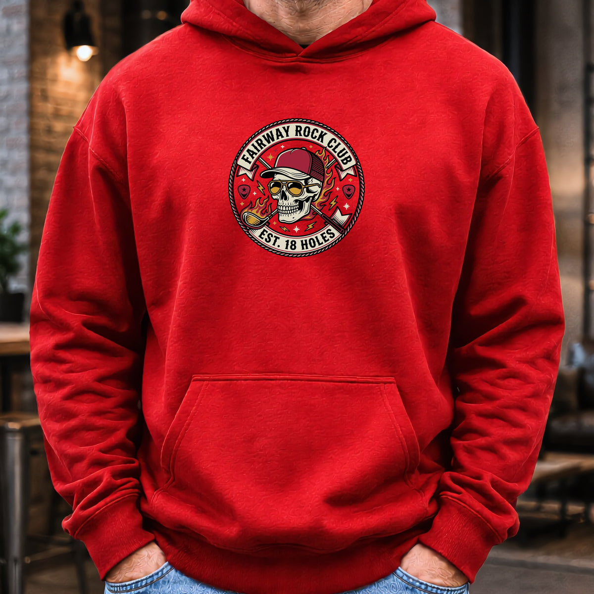 Fairway Rock Club Hoodie worn, Red