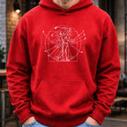 Vitruvian Man Swing Hoodie worn, Red