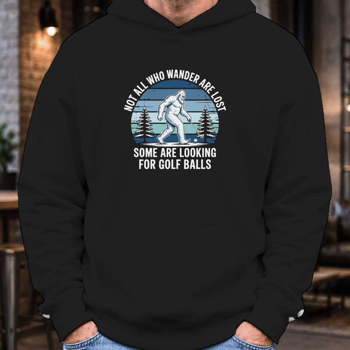Not All Who Wandrer Yeti Hoodie worn, Black
