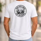 Over Par & Under The Influence Back Print Tee worn, White