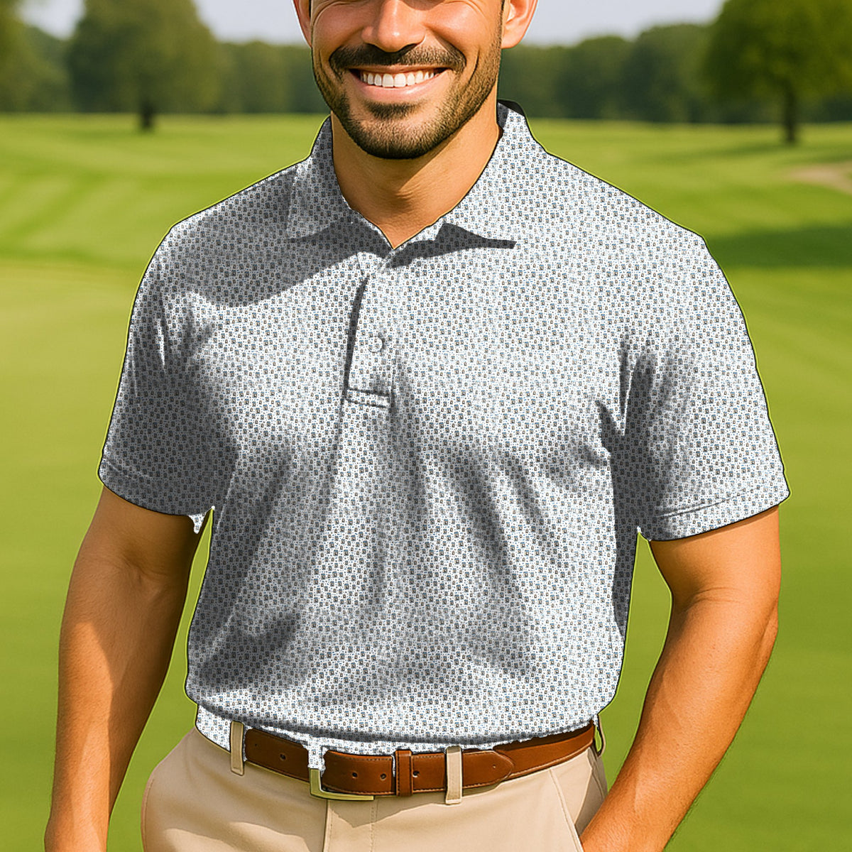 Lost Ball Posters Performance Print Polo worn on the golf course
