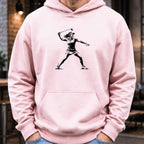 Angry Female Golfer Hoodie worn, Light Pink