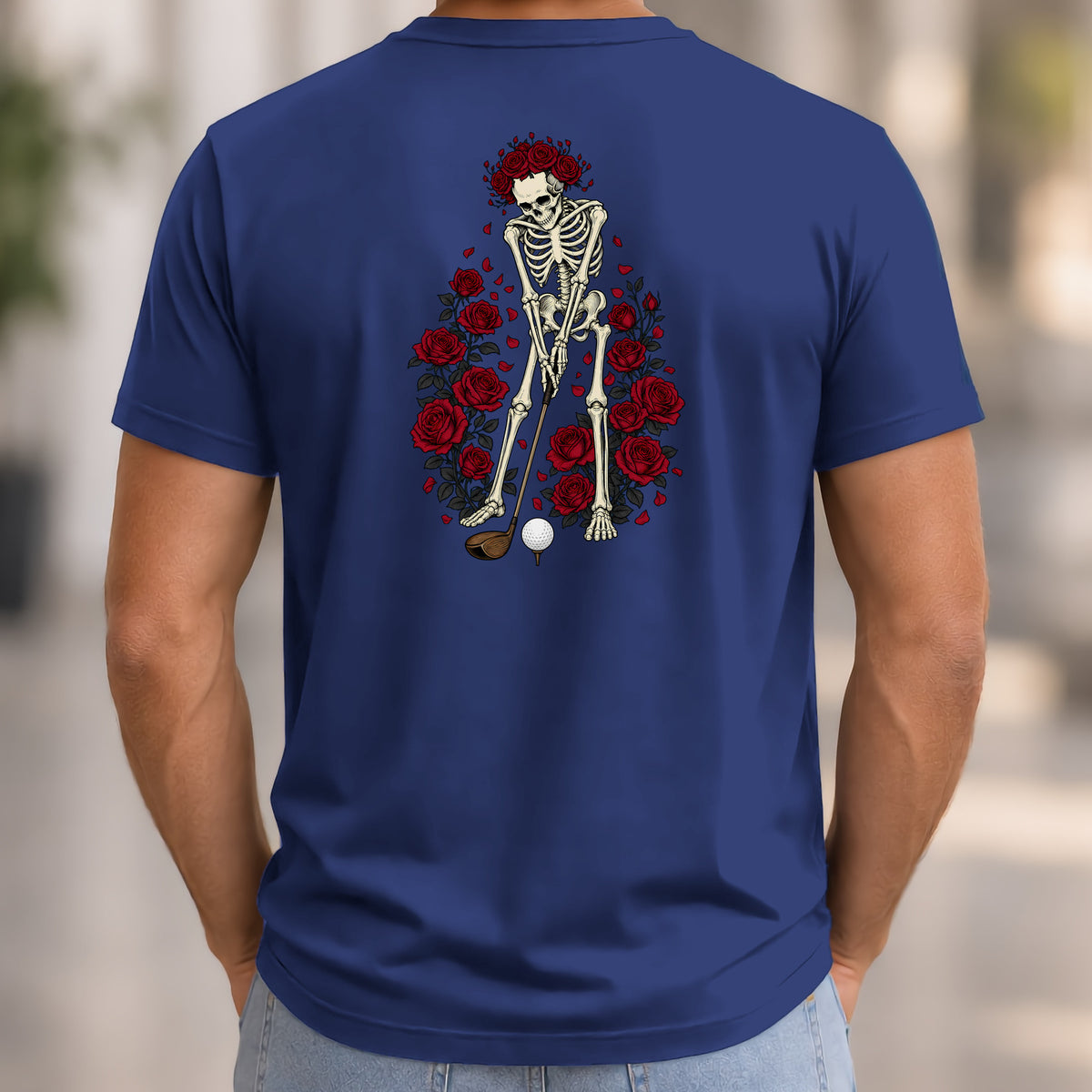 Eternal Drive Back Print Tee worn, Navy