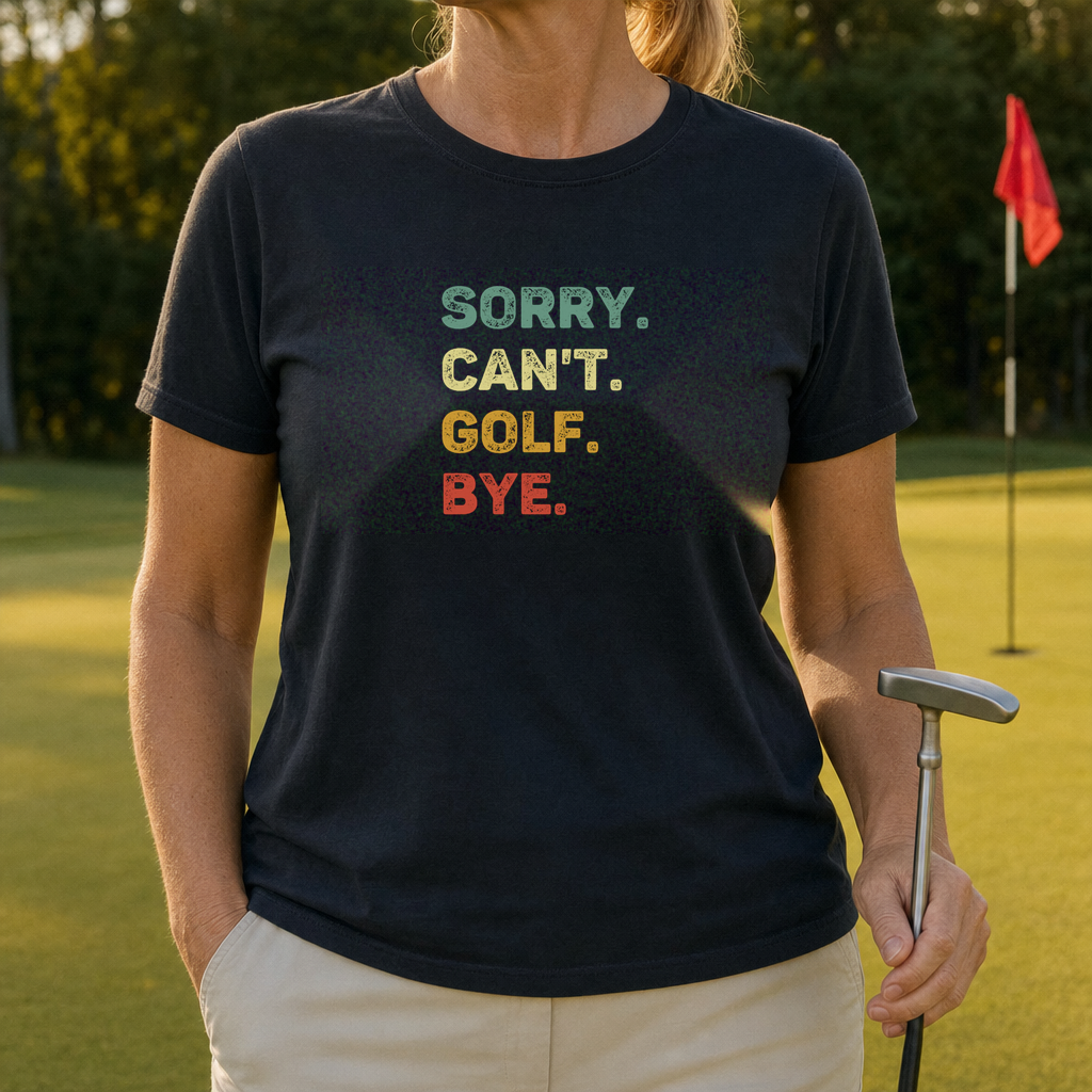 Sorry Can't Tee worn on the golf course, Black