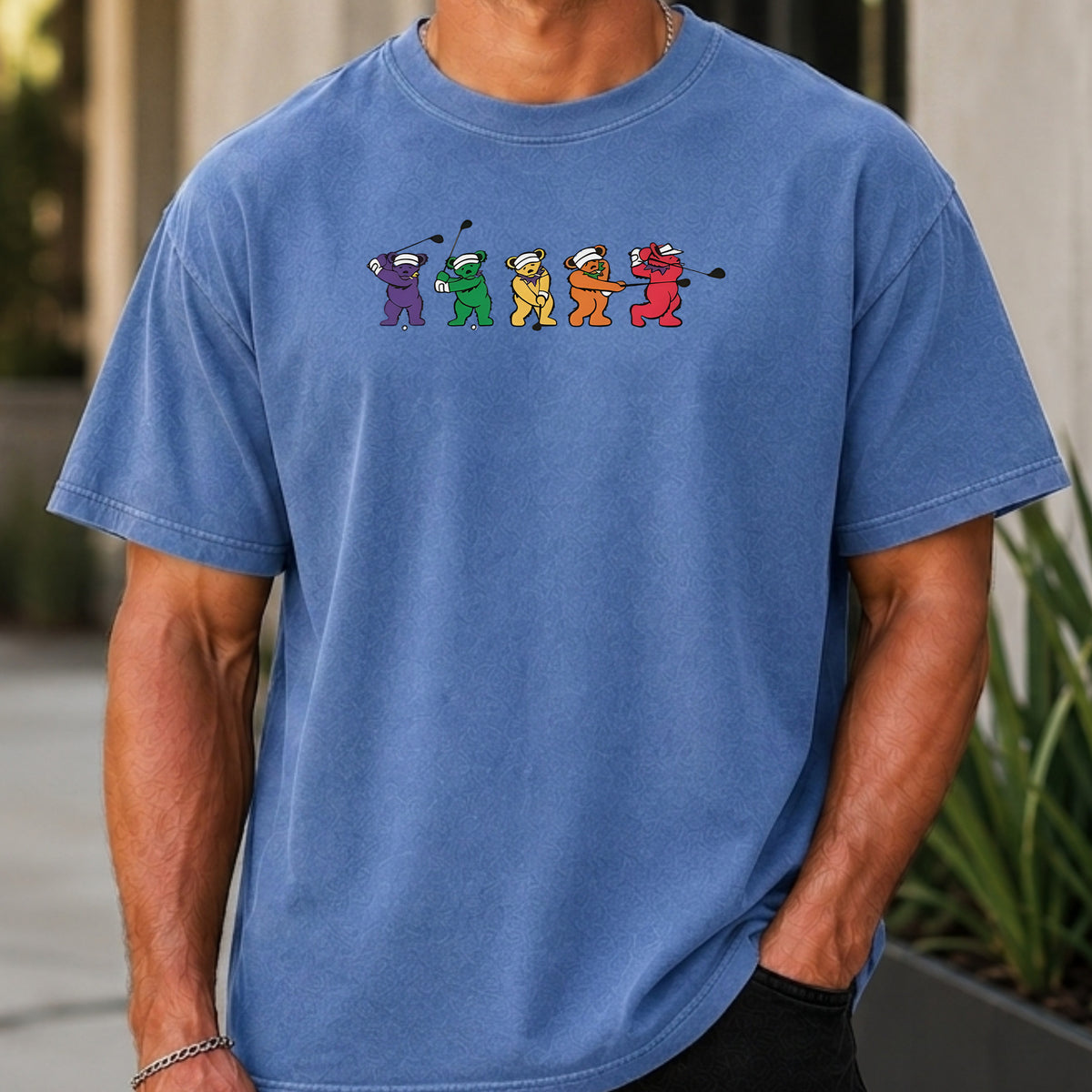 Golf Swing Bears Premium Tee worn, Mystic Blue