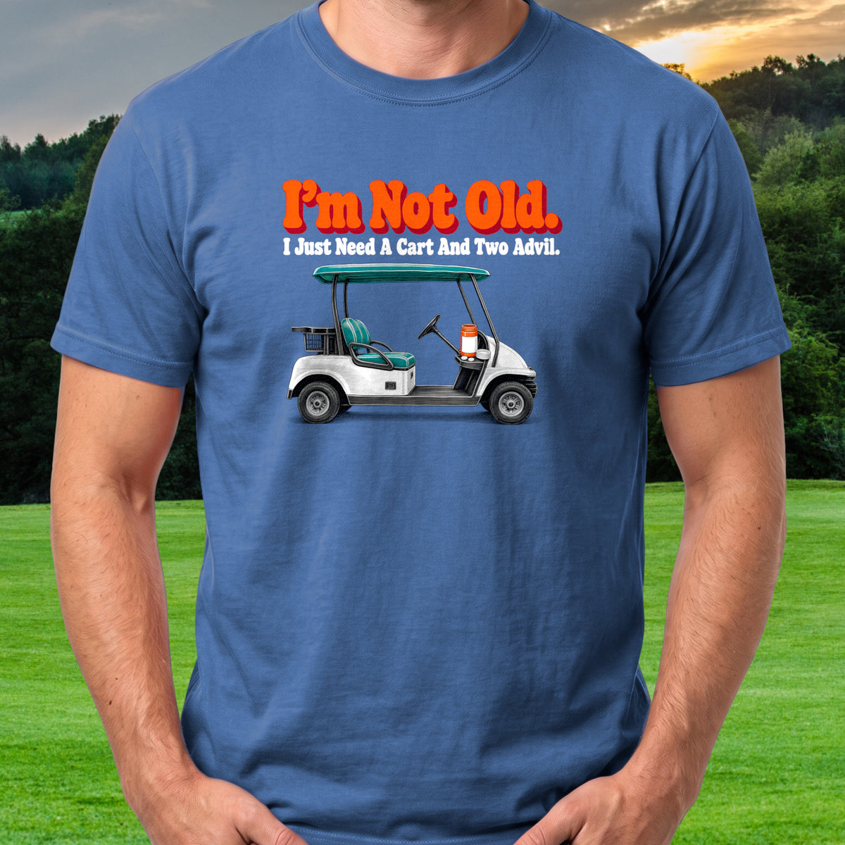 I'm Not Old Tee worn on the golf course, Royal