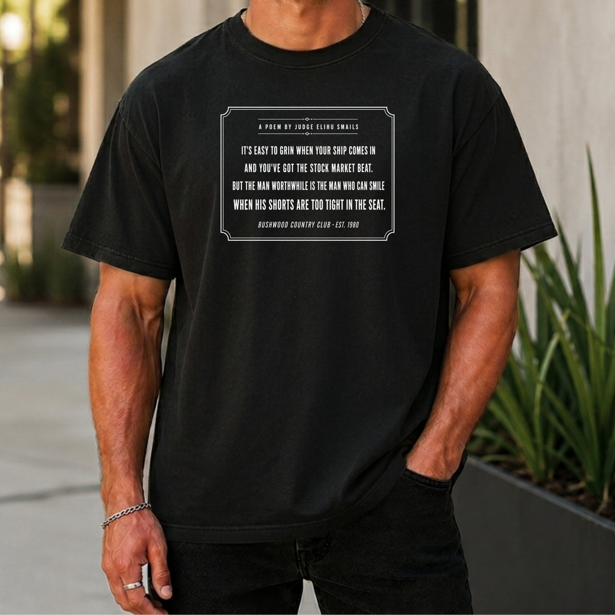 Judge Smails Poem Premium Tee worn, Black
