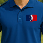 Major League Golf Performance Polo worn on the golf course, Royal