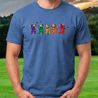 Golf Swing Bears 8-Bit Tee worn on the golf course, Royal