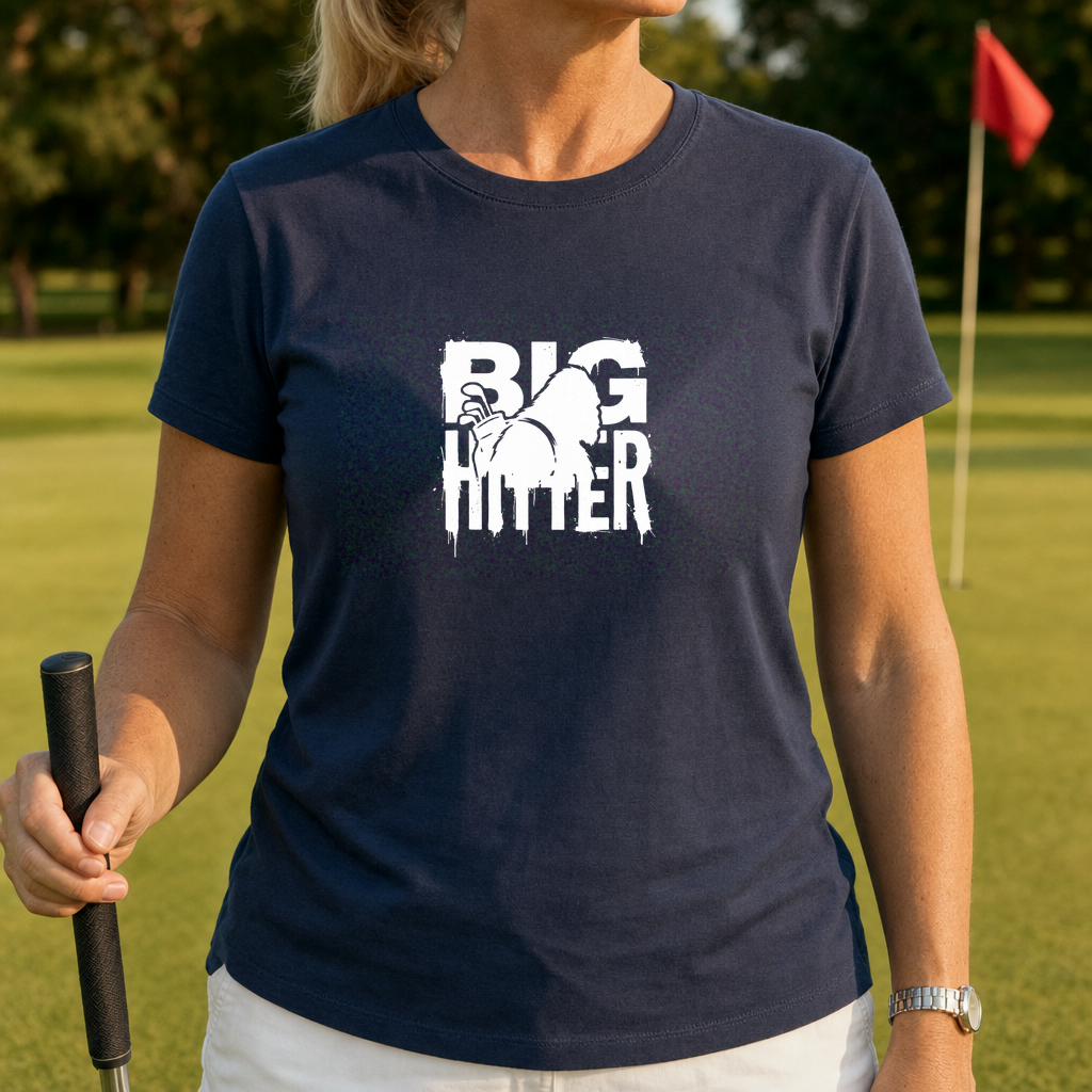 Bigfoot Big Hitter Tee worn on the golf course, Navy