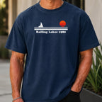 Rolling Lakes Yacht Club 1980 Premium Tee worn, True Navy