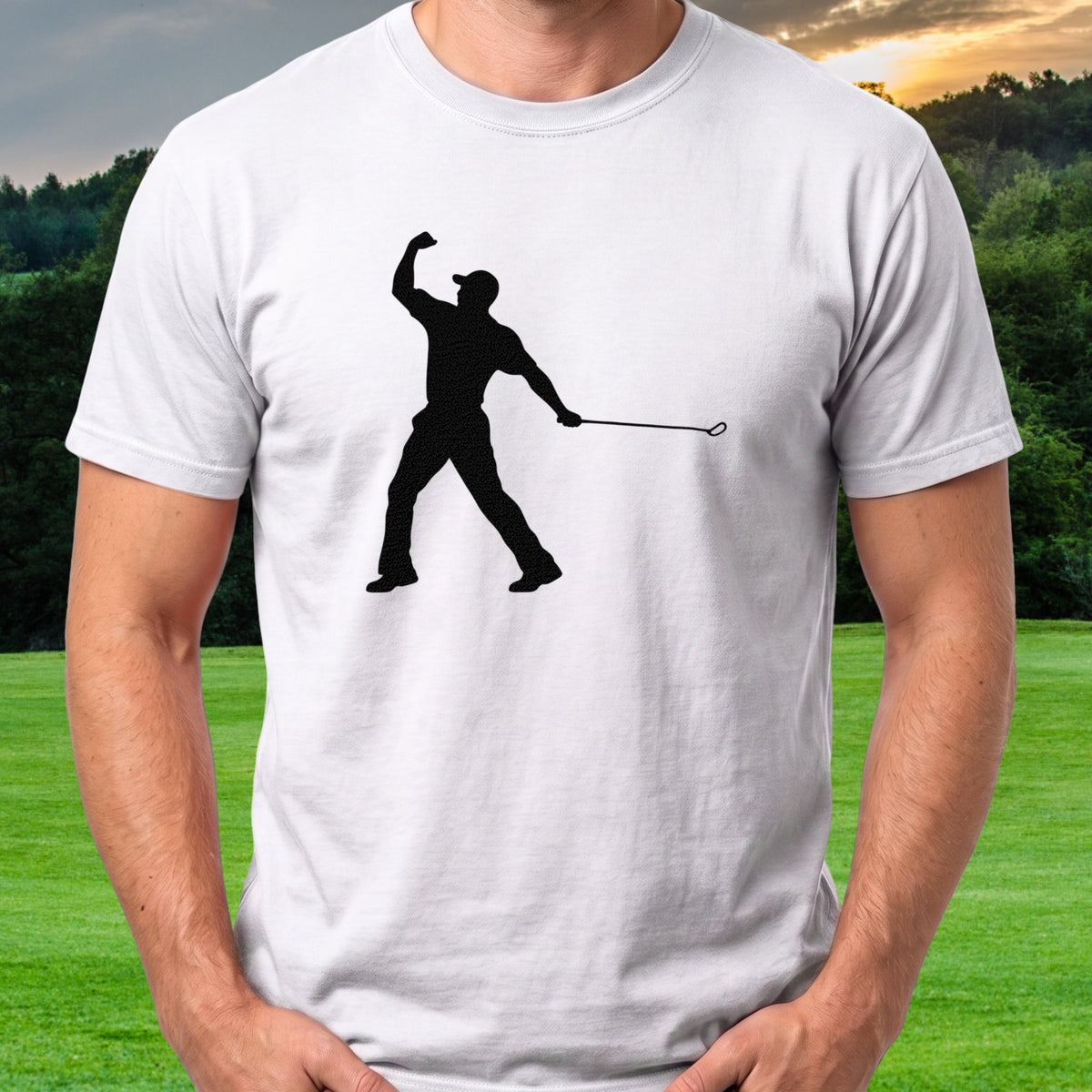 Fist Pump Tee worn on the golf course, White