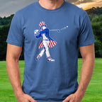 Yankee Doodle Swing, New Pose Axis Tee worn on the golf course, Royal
