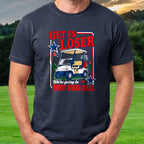 Get In Loser Stars And Stripes Tee worn on the golf course, Navy