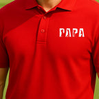 Papa Golfer Performance Polo worn on the golf course, Red