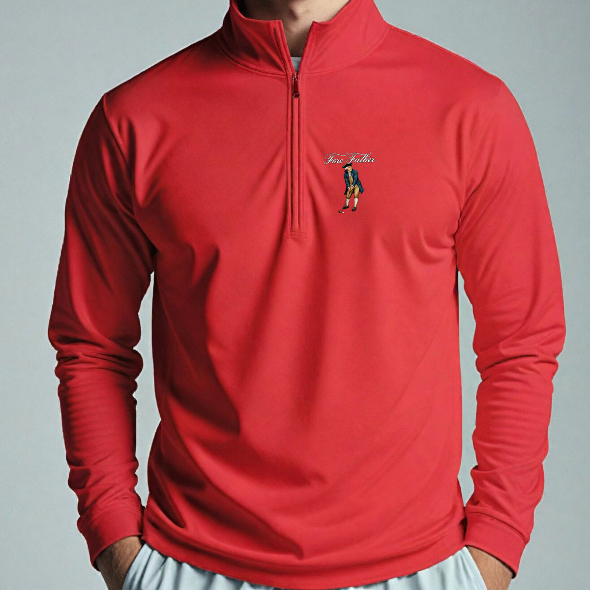 Fore Father Quarter Zip worn, Red