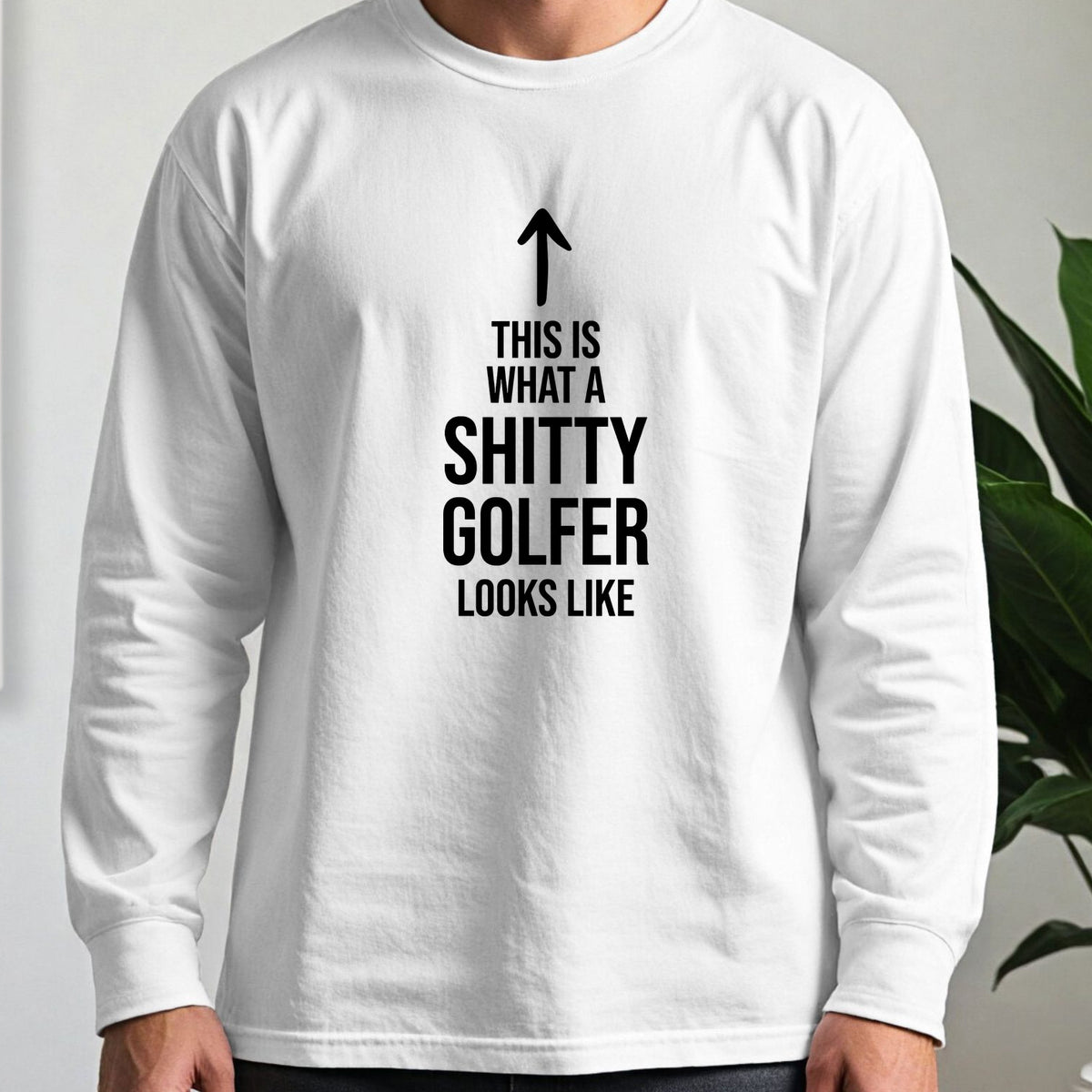 Shitty Golfer Long Sleeve Tee worn, White