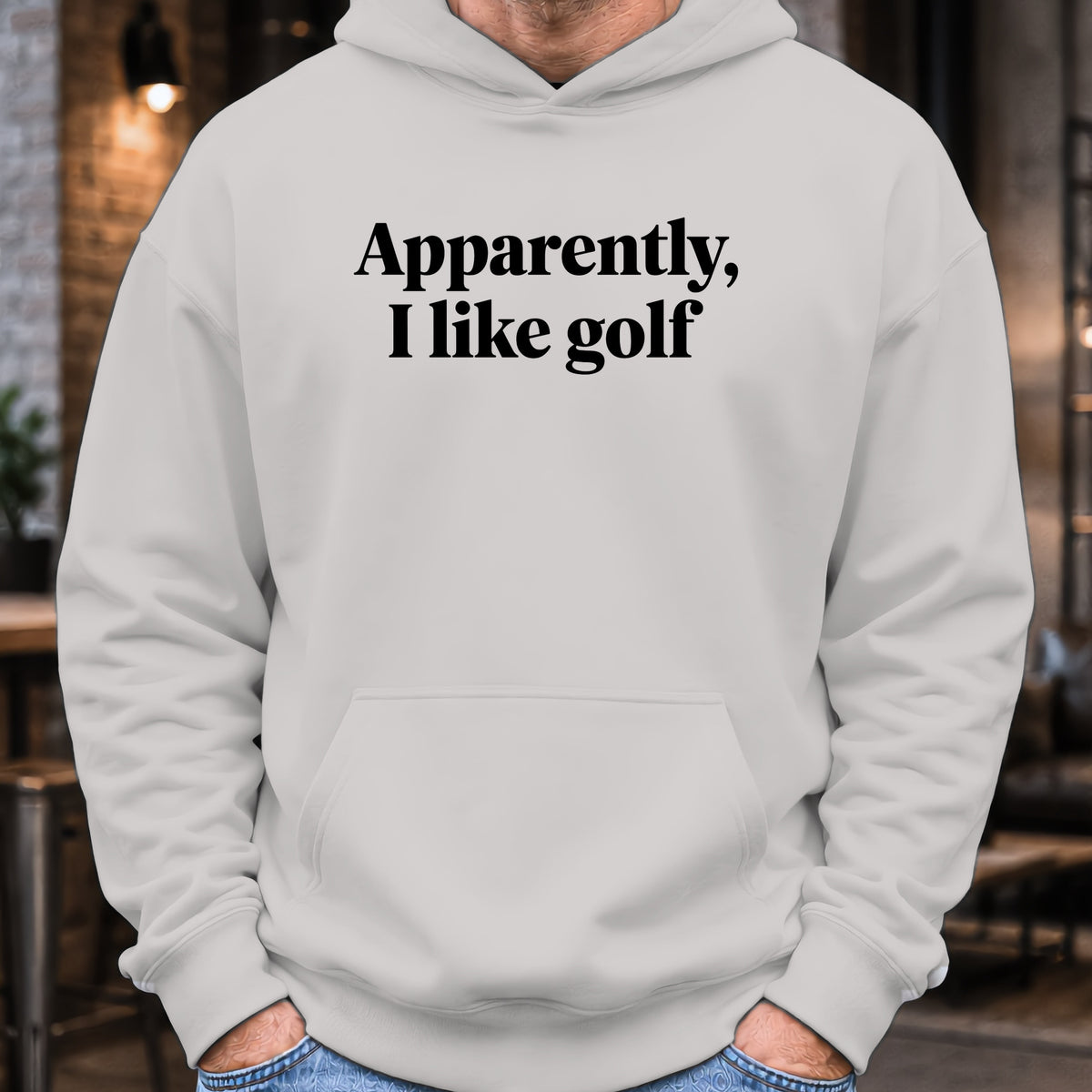 Apparently I Like Golf Hoodie worn, Sport Grey