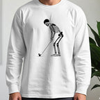 Skeleton Golfer Long Sleeve Tee worn, White