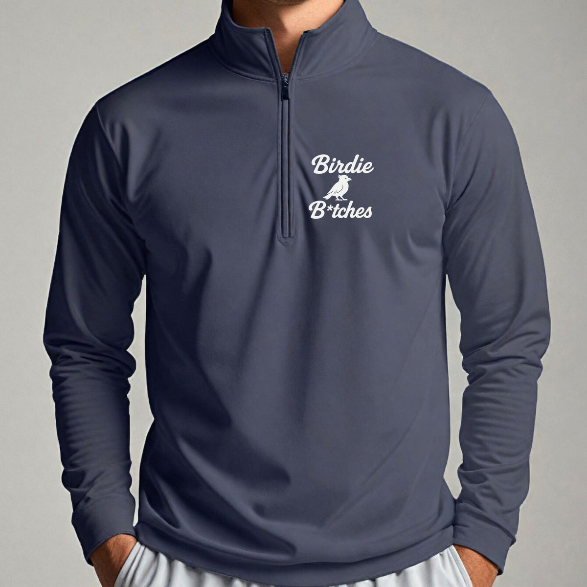 Birdie B*itches Quarter Zip worn, Navy
