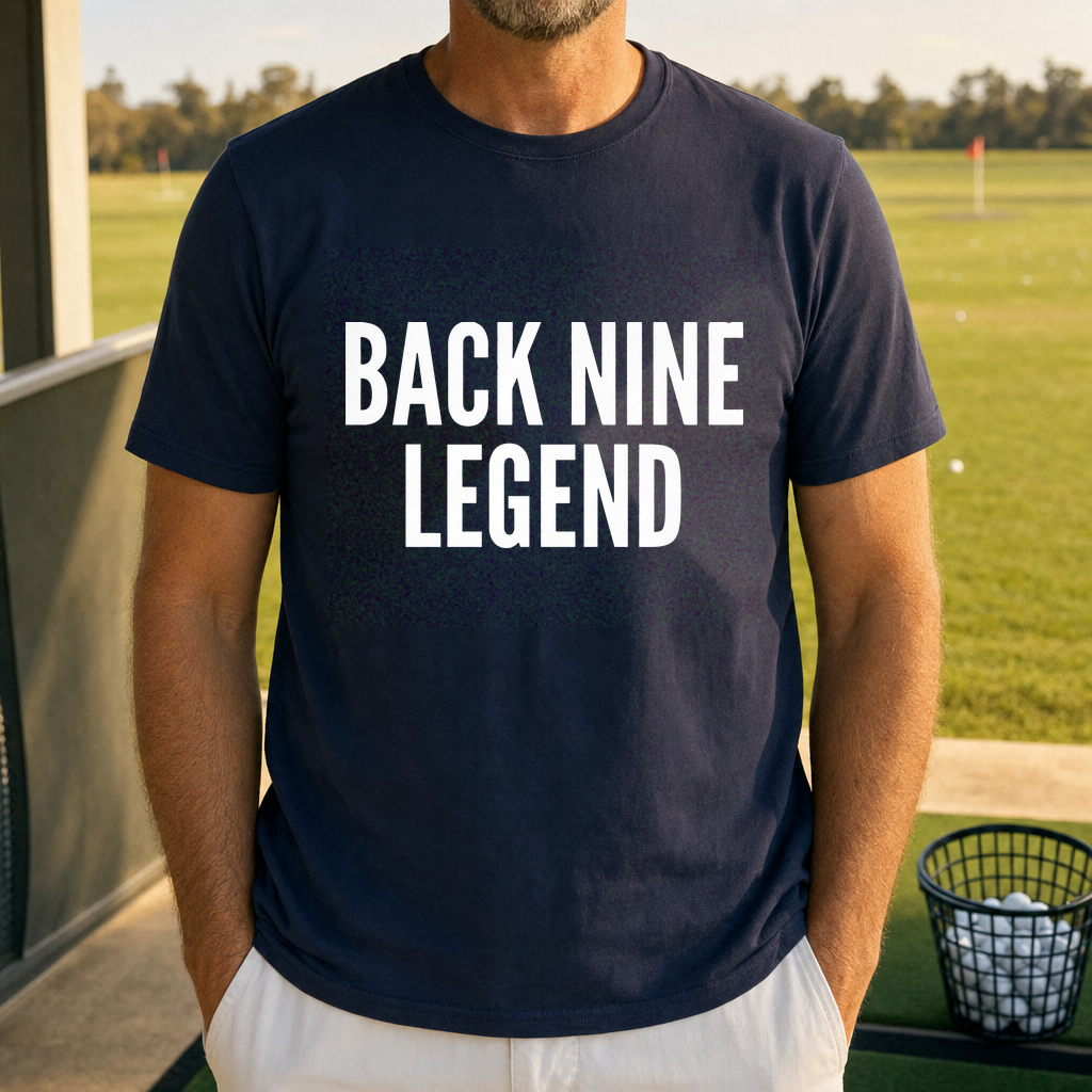 BACK NINE LEGEND Tee worn on the golf course, Navy