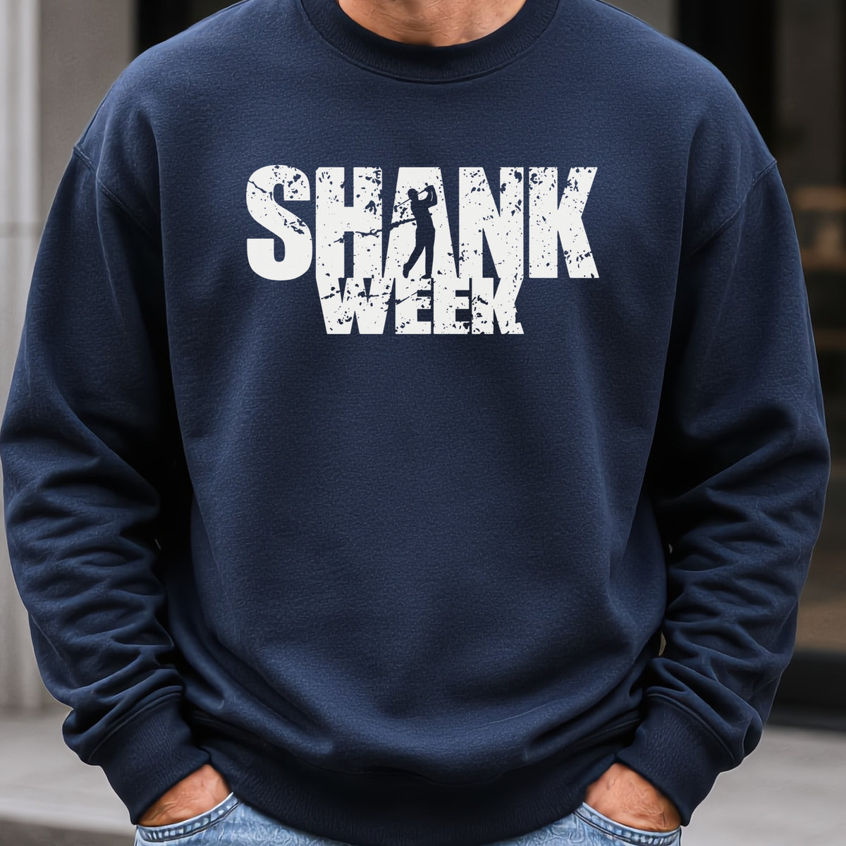 Shank Week Sweatshirt worn, Navy