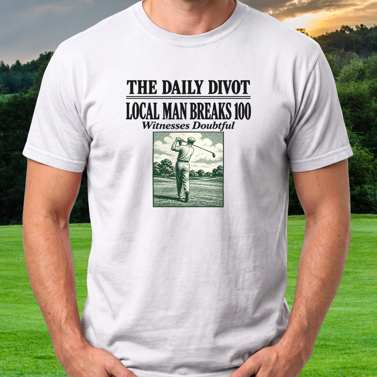 Local Man Breaks 100 Tee worn on the golf course, White