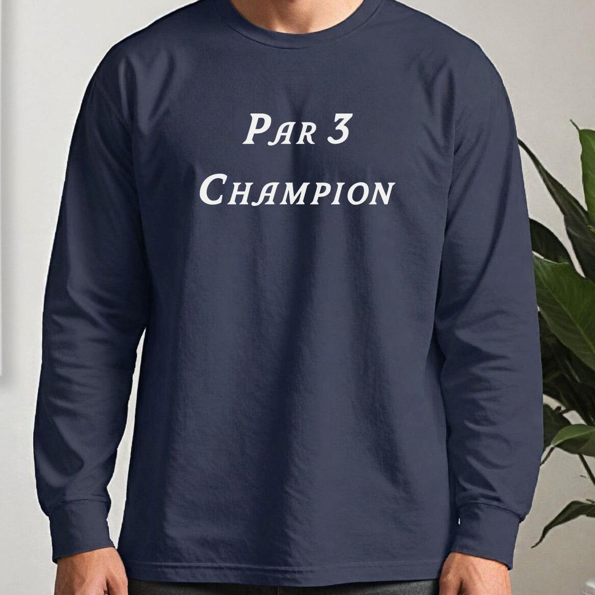 Par 3 Champion Long Sleeve Tee worn, Navy