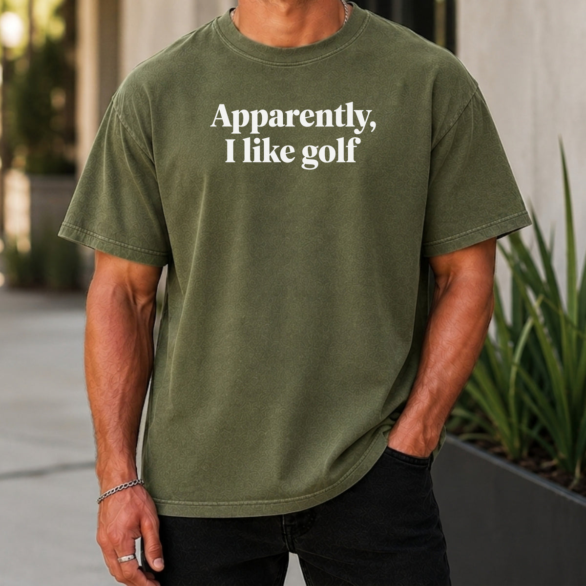 Apparently I Like Golf Premium Tee worn, Moss