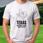 Texas Everything's Bigger Except The Cup Tee worn on the golf course, White