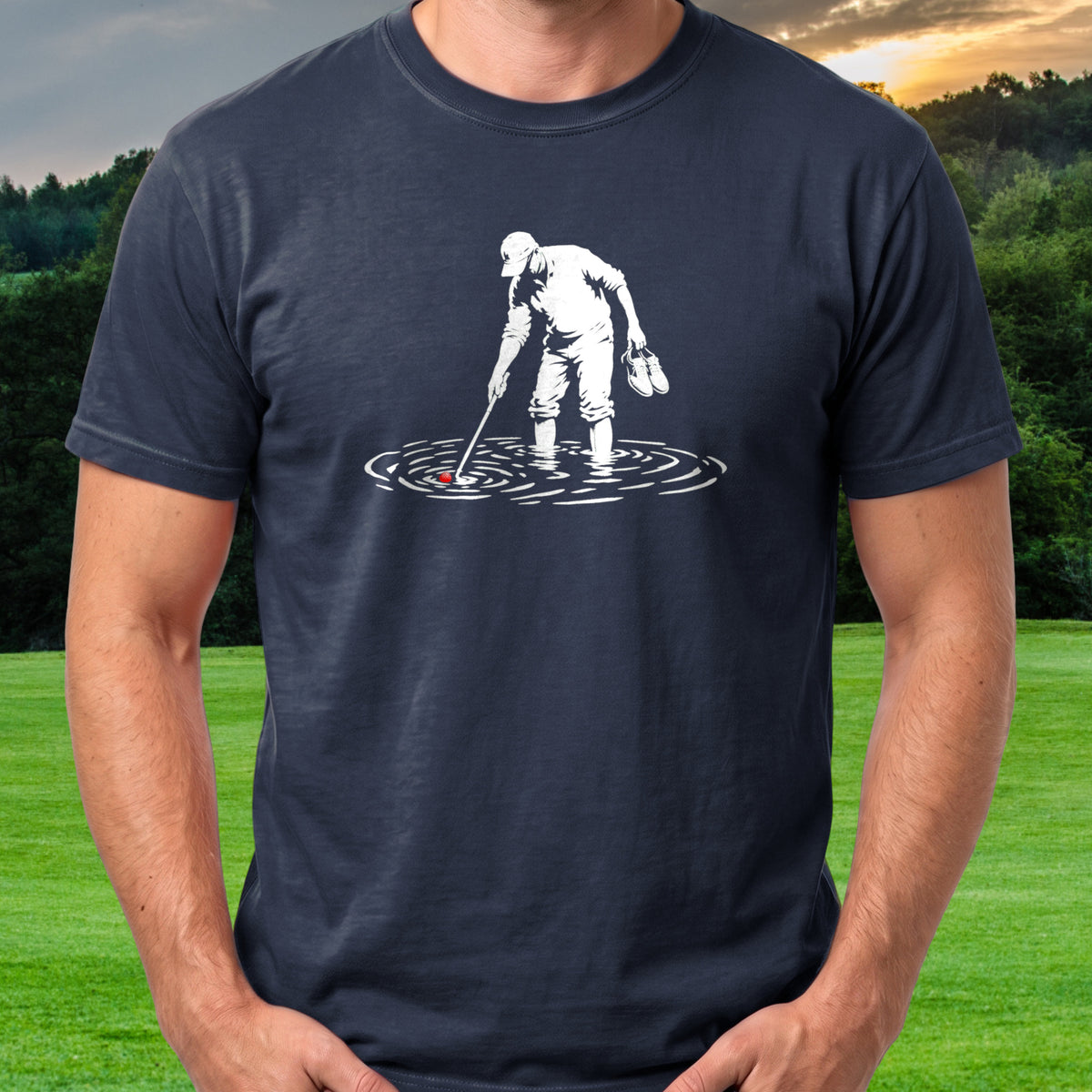 Wading In Tee worn on the golf course, Navy