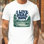 I Live Here Now Tee worn, White