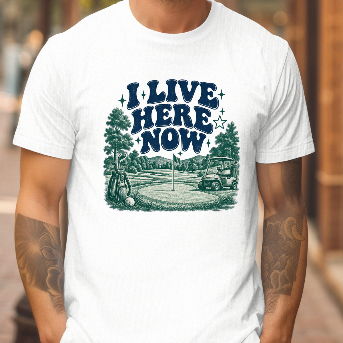 I Live Here Now Tee worn, White
