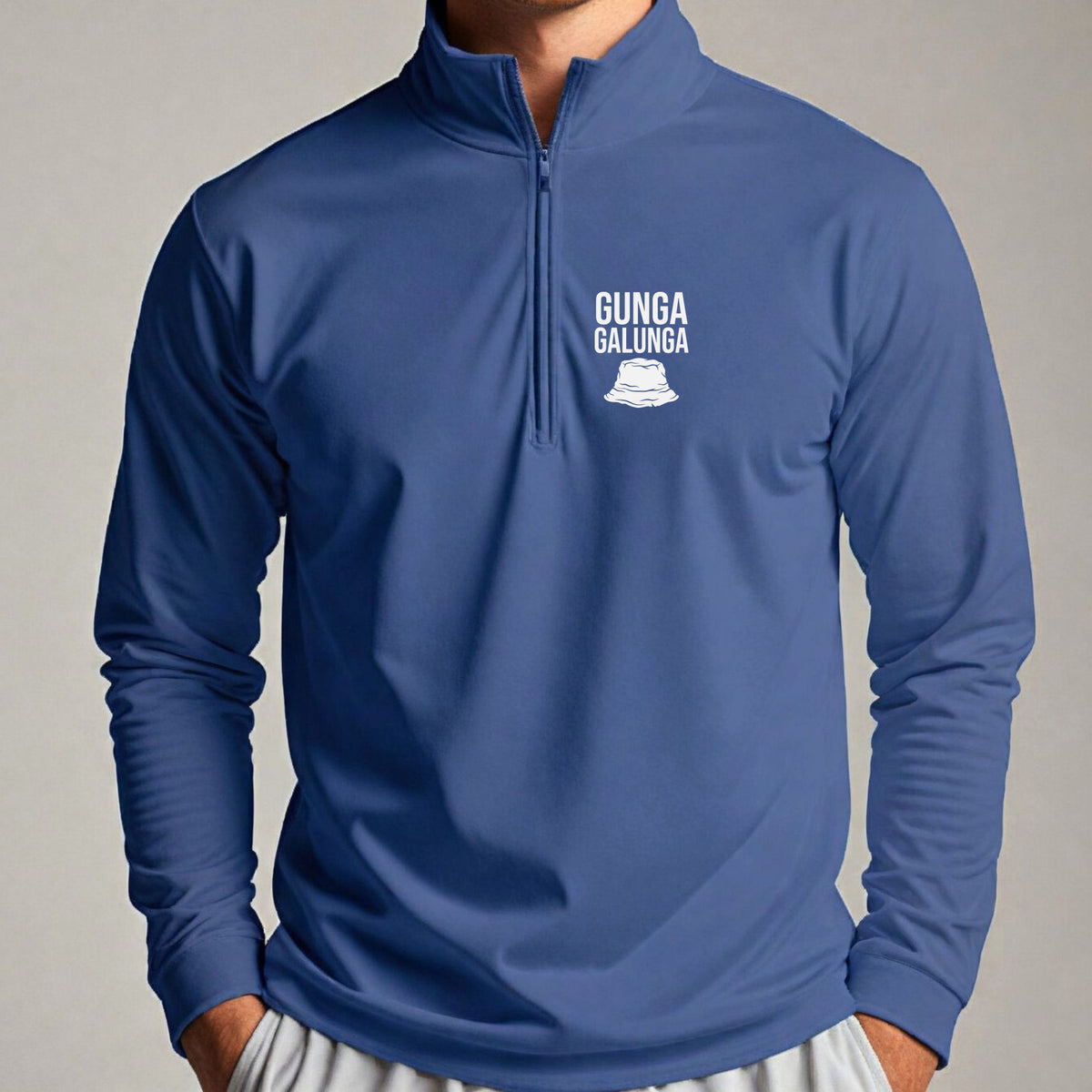 Gunga Galunga Quarter Zip worn, Royal