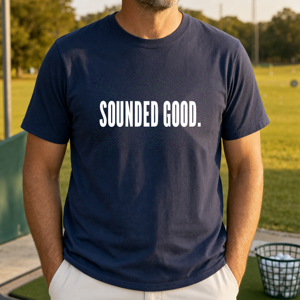 SOUNDED GOOD Tee worn on the golf course, Navy