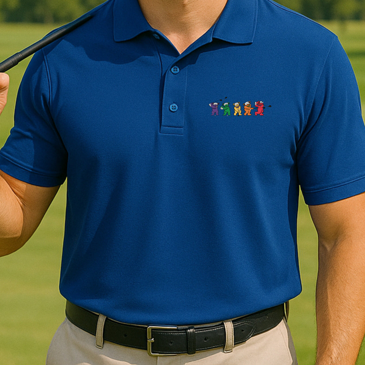 Golf Swing Bears Polo worn on the golf course, Royal