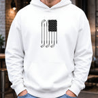 USA Flag Clubs & Stars Hoodie worn, White