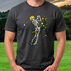Yellow Rose Skeleton Swing Tee worn on the golf course, Black