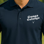 Gunga Galunga 1980 Performance Polo worn on the golf course, Navy